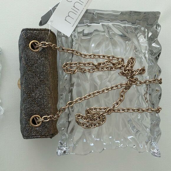 GOLD GLITTER  SHOULDER EVENING PURSE - Picture 11 of 15